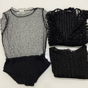 Sexy Black Sheer tops bundle pack. All size small. 2 body suits 1 shirt.